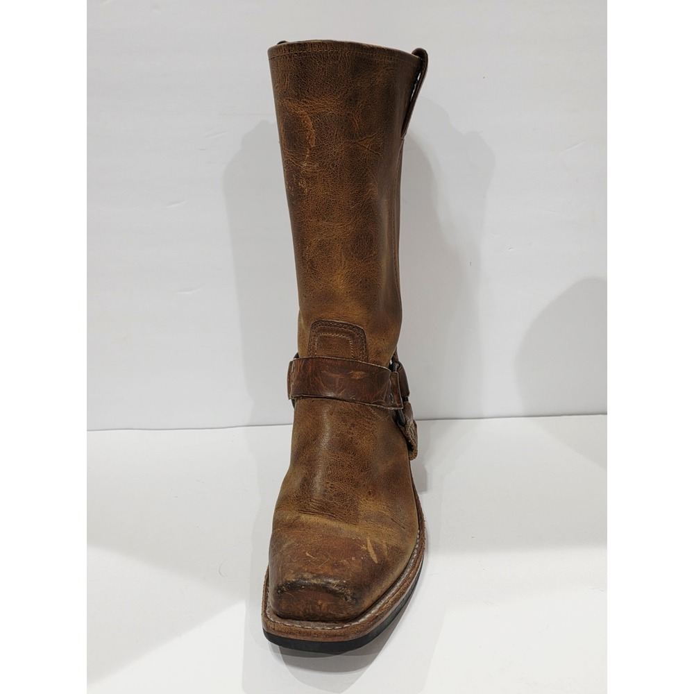Frye 77300 Tan Brown Leather Boot Riding Moto Harness Women Biker 10 M Used RARE - Picture 15 of 16